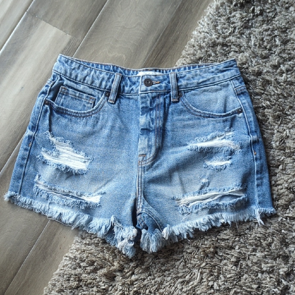 Hidden Distressed Jean Shorts